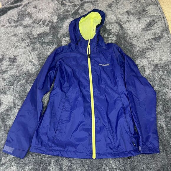 Columbia Windbreaker Rain Jacket  Purple Women Medium Full Zip Hooded - Picture 1 of 5